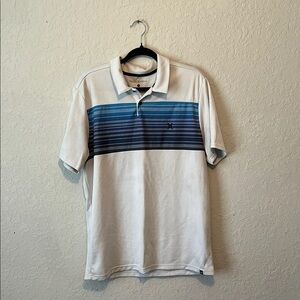 Hurley White and Blue Polo Shirt with Gradient Stripes